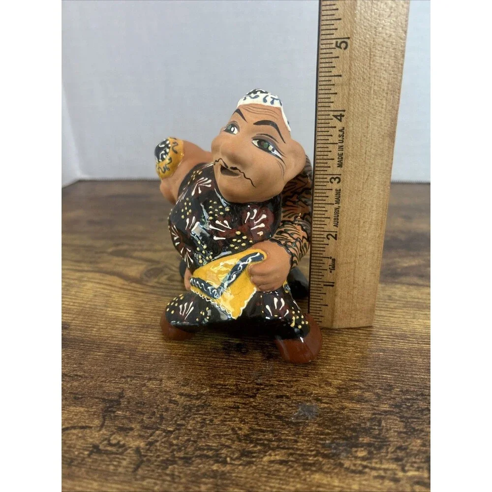 Vtg Uzbek Wrestlers Ceramic Figurine Soviet Folk Art Statue Decor Terra Cotta